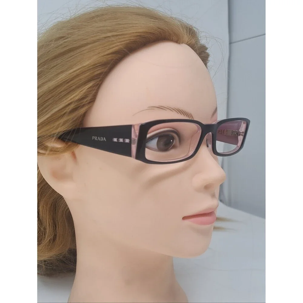 NEW Prada Women's Eye Glasses Frames Rectangle Black Purple VPR 10F 51-16-135